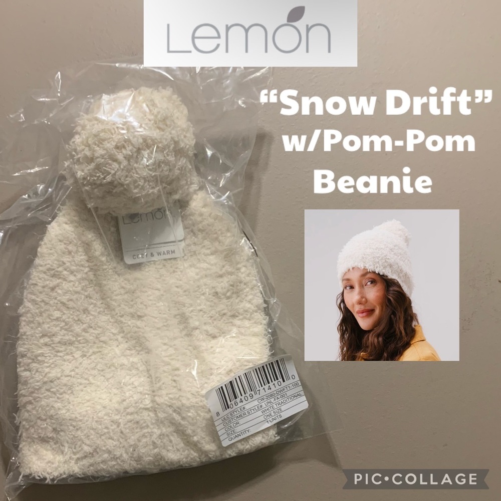 NWT Woman’s LEMON “Snow Drift” Pom-Pom Beanie Hat